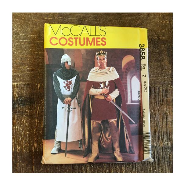 McCalls Sewing Pattern 3658 Mens King Arthur Knight Sir Lancelot L XL UNCUT - Picture 1 of 2